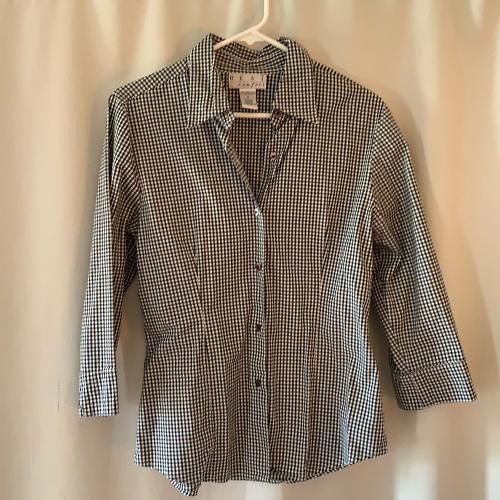 Real Comfort black gingham button down shirt